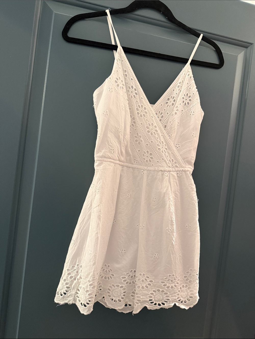 White Eyelet V-Neck Spaghetti Strap Romper